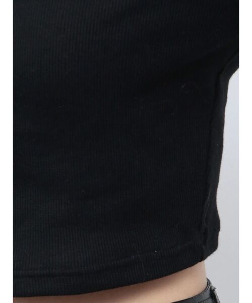 GYDA(ジェイダ)の「フリルリブトップス(Tシャツ/カットソー・レディース・ブラック/オフホワイト・FREE)」の3枚目の写真