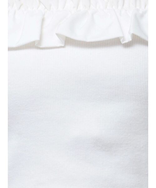 GYDA(ジェイダ)の「フリルリブトップス(Tシャツ/カットソー・レディース・ブラック/オフホワイト・FREE)」の6枚目の写真