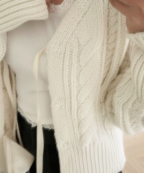 リボンニットカーディガン（ニット/セーター）｜leune（ルネ）の