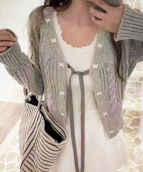 リボンニットカーディガン（ニット/セーター）｜leune（ルネ）の