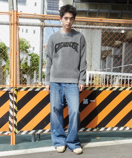 WEGO(ウィゴー)の「WEGO/ヴィンテージライクグラフィックプルオーバー(ニット/セーター・メンズ・グレー/ブラック・LARGE/MEDIUM)」の9枚目の写真