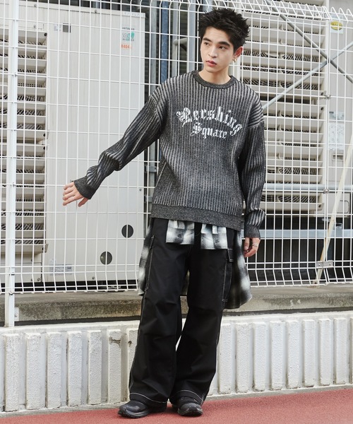 WEGO(ウィゴー)の「WEGO/ヴィンテージライクグラフィックプルオーバー(ニット/セーター・メンズ・グレー/ブラック・LARGE/MEDIUM)」の8枚目の写真