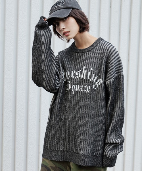 WEGO(ウィゴー)の「WEGO/ヴィンテージライクグラフィックプルオーバー(ニット/セーター・メンズ・グレー/ブラック・LARGE/MEDIUM)」の5枚目の写真