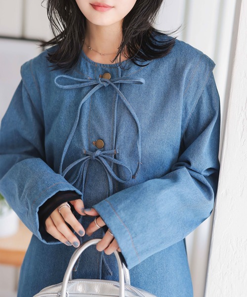 KOBE LETTUCE(コウベレタス)の「フロントリボンデニムジャケット(デニムジャケット・レディース・ブルー/インディゴブルー・M)」の7枚目の写真