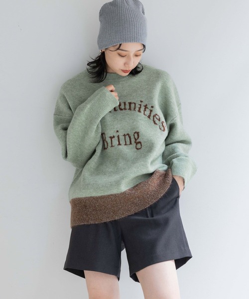 LOWRYS FARM（ローリーズファーム）の「アソートロゴニットＰＯＬＳ  133793（ニット/セーター・レディース・アイボリー/チャコールグレー/グリーン・FREE）」の11枚目の写真