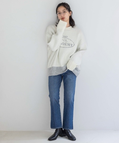 LOWRYS FARM（ローリーズファーム）の「アソートロゴニットＰＯＬＳ  133793（ニット/セーター・レディース・アイボリー/チャコールグレー/グリーン・FREE）」の12枚目の写真