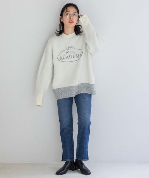 LOWRYS FARM（ローリーズファーム）の「アソートロゴニットＰＯＬＳ  133793（ニット/セーター・レディース・アイボリー/チャコールグレー/グリーン・FREE）」の13枚目の写真