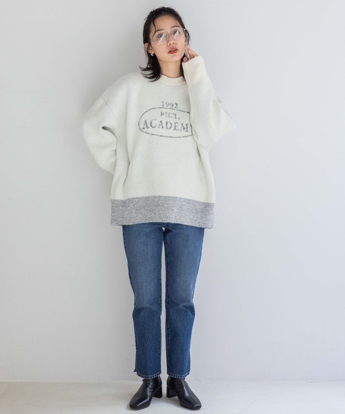 LOWRYS FARM（ローリーズファーム）の「アソートロゴニットＰＯＬＳ  133793（ニット/セーター・レディース・アイボリー/チャコールグレー/グリーン・FREE）」の14枚目の写真