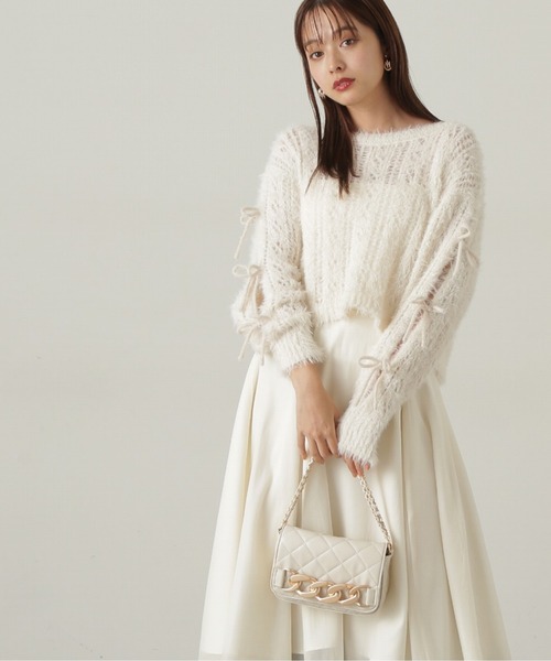 PROPORTION BODY DRESSING（プロポーションボディドレッシング）の「リボンスリーブフェザーニット / 1214270014（ニット/セーター・レディース・グレー/オフホワイト/ピンク・FREE）」の2枚目の写真