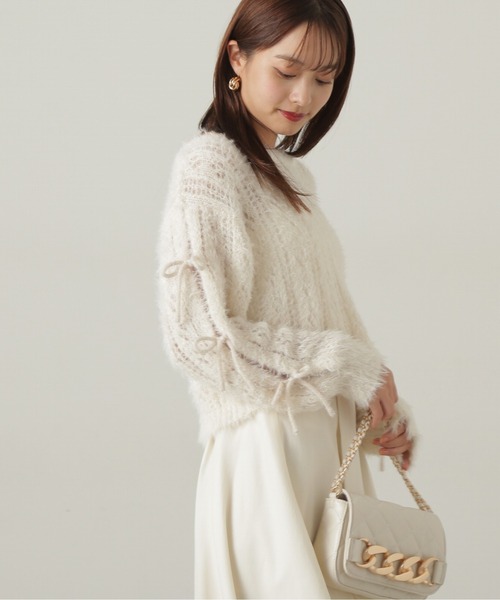 PROPORTION BODY DRESSING（プロポーションボディドレッシング）の「リボンスリーブフェザーニット / 1214270014（ニット/セーター・レディース・グレー/オフホワイト/ピンク・FREE）」の13枚目の写真