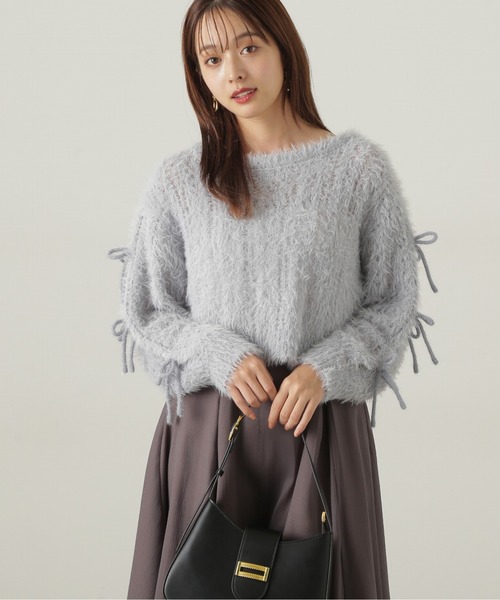 PROPORTION BODY DRESSING（プロポーションボディドレッシング）の「リボンスリーブフェザーニット / 1214270014（ニット/セーター・レディース・グレー/オフホワイト/ピンク・FREE）」の4枚目の写真