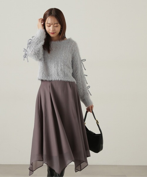 PROPORTION BODY DRESSING（プロポーションボディドレッシング）の「リボンスリーブフェザーニット / 1214270014（ニット/セーター・レディース・グレー/オフホワイト/ピンク・FREE）」の6枚目の写真