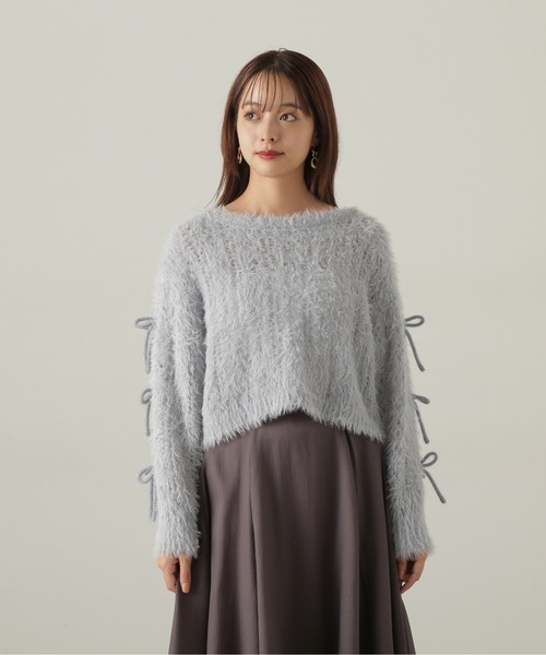 PROPORTION BODY DRESSING（プロポーションボディドレッシング）の「リボンスリーブフェザーニット / 1214270014（ニット/セーター・レディース・グレー/オフホワイト/ピンク・FREE）」の9枚目の写真