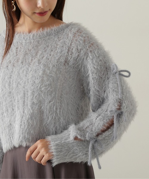 PROPORTION BODY DRESSING（プロポーションボディドレッシング）の「リボンスリーブフェザーニット / 1214270014（ニット/セーター・レディース・グレー/オフホワイト/ピンク・FREE）」の12枚目の写真