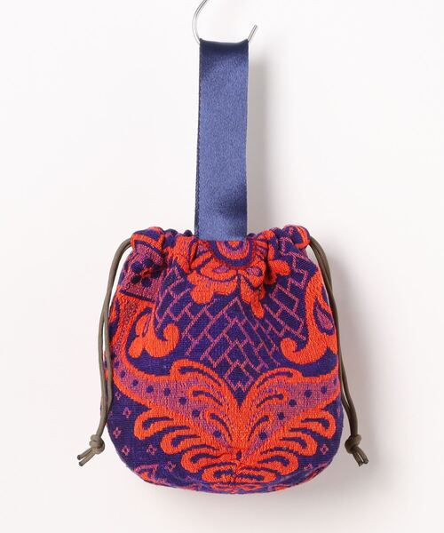PUEBCO（プエブコ）の「JACQUARD FABRIC DRAWSTRING BAG（ハンドバッグ・メンズ・ネイビー系/オレンジ系・ONE SIZE）」の3枚目の写真