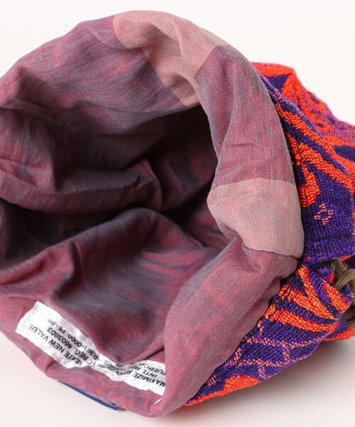 PUEBCO（プエブコ）の「JACQUARD FABRIC DRAWSTRING BAG（ハンドバッグ・メンズ・ネイビー系/オレンジ系・ONE SIZE）」の5枚目の写真