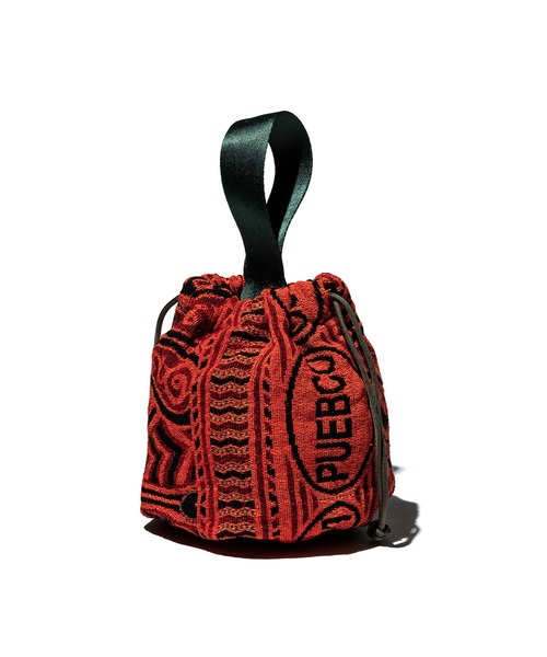 PUEBCO（プエブコ）の「JACQUARD FABRIC DRAWSTRING BAG（ハンドバッグ・メンズ・ネイビー系/オレンジ系・ONE SIZE）」の8枚目の写真