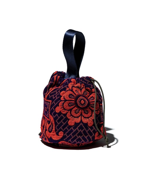 PUEBCO（プエブコ）の「JACQUARD FABRIC DRAWSTRING BAG（ハンドバッグ・メンズ・ネイビー系/オレンジ系・ONE SIZE）」の16枚目の写真
