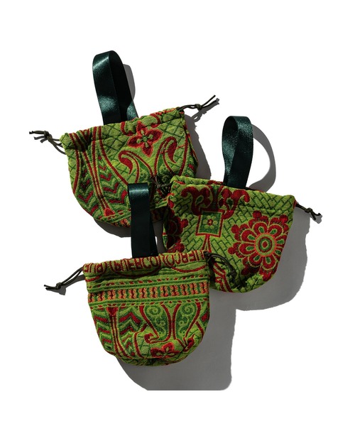 PUEBCO（プエブコ）の「JACQUARD FABRIC DRAWSTRING BAG（ハンドバッグ・メンズ・ネイビー系/オレンジ系・ONE SIZE）」の15枚目の写真