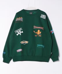 【THRASHER/スラッシャー】裏起毛バック刺繍 総柄プリントスウェットプルオーバー