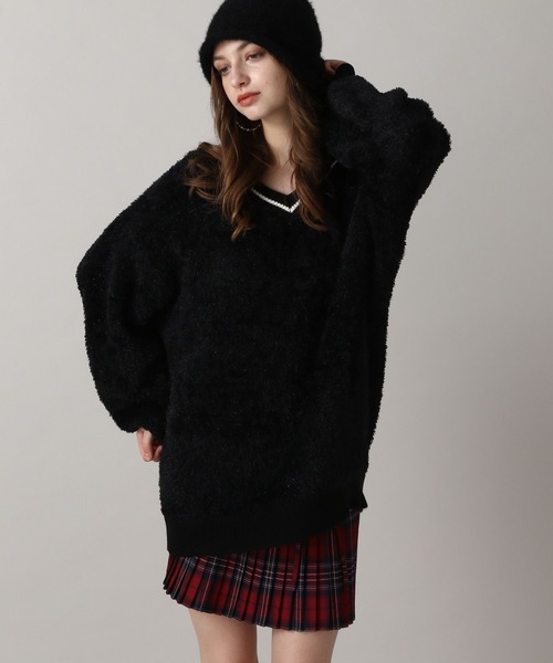 FOREVER 21(フォーエバー トゥエンティーワン)の「【2024FW】フワフワラインニットプルオーバー(ニット/セーター・レディース・ネイビー/ナチュラル/ブラック/グレー・FREE)」の2枚目の写真