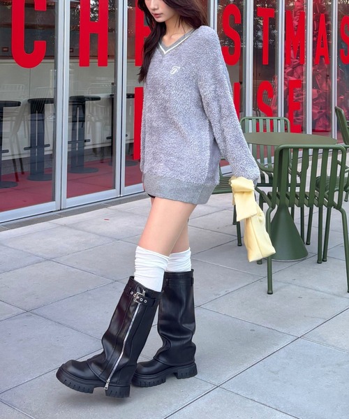 FOREVER 21(フォーエバー トゥエンティーワン)の「【2024FW】フワフワラインニットプルオーバー(ニット/セーター・レディース・ネイビー/ナチュラル/ブラック/グレー・FREE)」の7枚目の写真