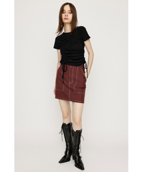 SLY（スライ）の「BI COLOR STITCH SET UP バイ カラー ステッチ セット アップ（ワンピース・レディース・ブラック/オフホワイト/バーガンディー・1/2）」の5枚目の写真