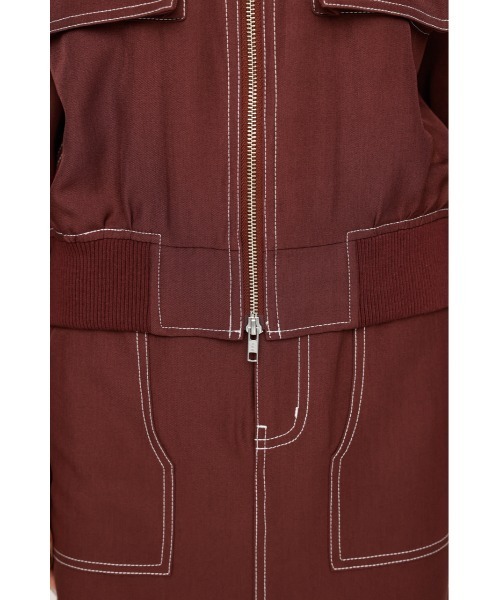 SLY（スライ）の「BI COLOR STITCH SET UP バイ カラー ステッチ セット アップ（ワンピース・レディース・ブラック/オフホワイト/バーガンディー・1/2）」の14枚目の写真