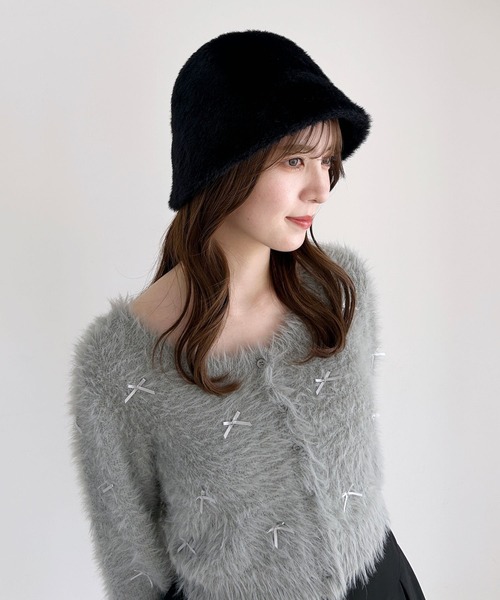 Heather（ヘザー）の「シャギーサーモHAT　160422（ハット・レディース・オフホワイト/ブラック・ONE SIZE）」の3枚目の写真