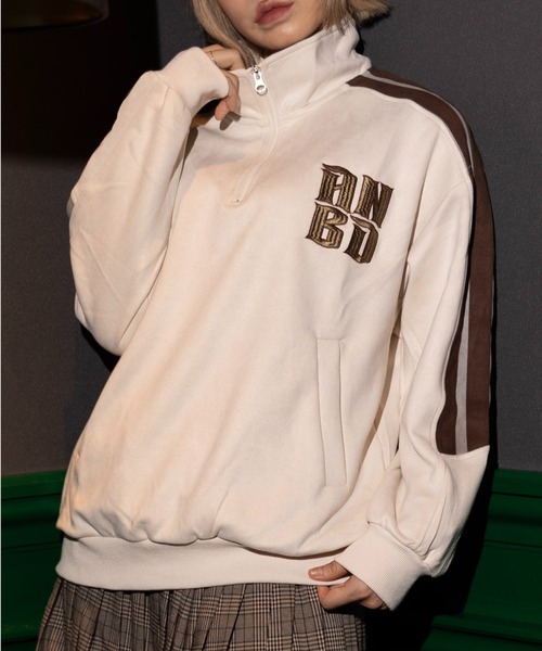 【*anobody* / アノバディー】Suede-touch Half Zip Pullover / スウェードタッチハーフジッププルオーバー（スウェット）｜anobody（アノバディ）