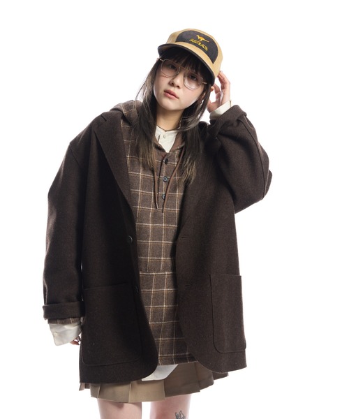 THE BOLDMAN（ザ ボールドマン）の「Check Shirt Hoodie  / チェックシャツフーディー（パーカー・メンズ・ベージュ/グレー・LARGE/MEDIUM）」の18枚目の写真