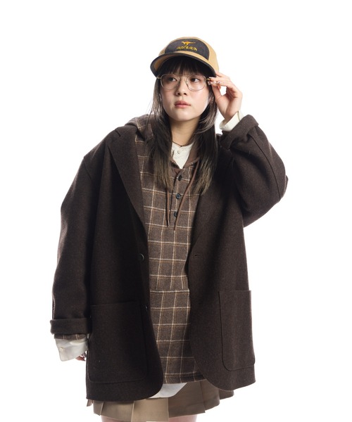 THE BOLDMAN（ザ ボールドマン）の「Check Shirt Hoodie  / チェックシャツフーディー（パーカー・メンズ・ベージュ/グレー・LARGE/MEDIUM）」の19枚目の写真