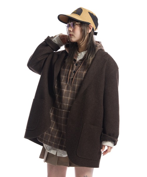 THE BOLDMAN（ザ ボールドマン）の「Check Shirt Hoodie  / チェックシャツフーディー（パーカー・メンズ・ベージュ/グレー・LARGE/MEDIUM）」の21枚目の写真