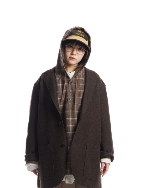 THE BOLDMAN（ザ ボールドマン）の「Check Shirt Hoodie  / チェックシャツフーディー（パーカー・メンズ・ベージュ/グレー・LARGE/MEDIUM）」の22枚目の写真