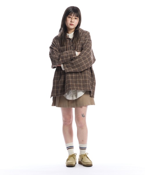 THE BOLDMAN（ザ ボールドマン）の「Check Shirt Hoodie  / チェックシャツフーディー（パーカー・メンズ・ベージュ/グレー・LARGE/MEDIUM）」の3枚目の写真