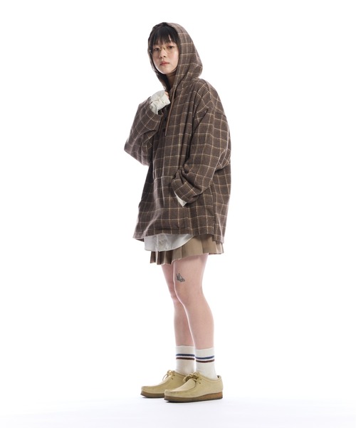 THE BOLDMAN（ザ ボールドマン）の「Check Shirt Hoodie  / チェックシャツフーディー（パーカー・メンズ・ベージュ/グレー・LARGE/MEDIUM）」の13枚目の写真
