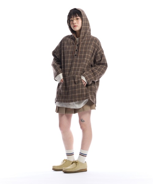 THE BOLDMAN（ザ ボールドマン）の「Check Shirt Hoodie  / チェックシャツフーディー（パーカー・メンズ・ベージュ/グレー・LARGE/MEDIUM）」の14枚目の写真