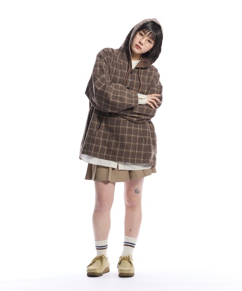 THE BOLDMAN（ザ ボールドマン）の「Check Shirt Hoodie  / チェックシャツフーディー（パーカー・メンズ・ベージュ/グレー・LARGE/MEDIUM）」の17枚目の写真