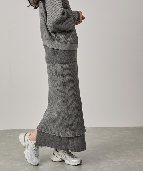 NERGY（ナージー）の「ソフトニットレイヤードスカート（スカート・レディース・グレー/オフホワイト・FREE）」の20枚目の写真