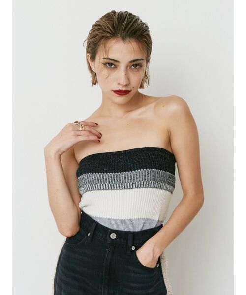 EVRIS(エヴリス)の「ラメアンサンブルニットトップス(ニット/セーター・レディース・グレー/ブラック/レッド・FREE)」の8枚目の写真