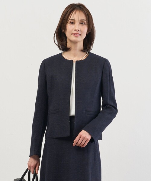 J.PRESS Ladies(J.プレス レディス)の「【セットアップ対応】Light Tweed ノーカラー ジャケット(ノーカラージャケット・レディース・ネイビー系6/ブラック系6/ベージュ系6/ネイビー系・S/XS/XXS)」の3枚目の写真