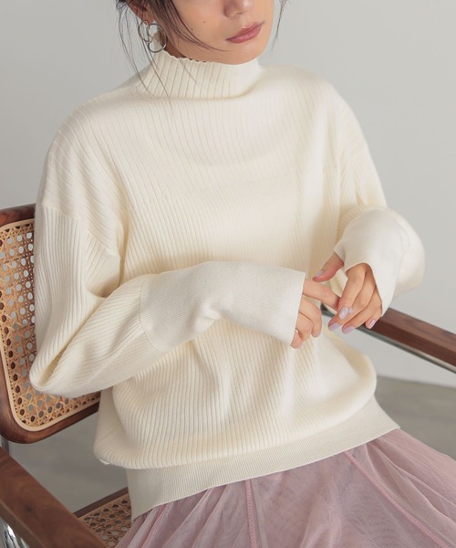 n'OrLABEL（ノアールレーベル）の「ボトルネックボリューム袖ニット（ニット/セーター・レディース・杢グレー/ブルー/アイボリー/ブラック/ブラウン・FREE）」の22枚目の写真