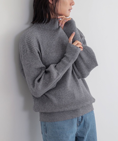 n'OrLABEL（ノアールレーベル）の「ボトルネックボリューム袖ニット（ニット/セーター・レディース・杢グレー/ブルー/アイボリー/ブラック/ブラウン・FREE）」の18枚目の写真