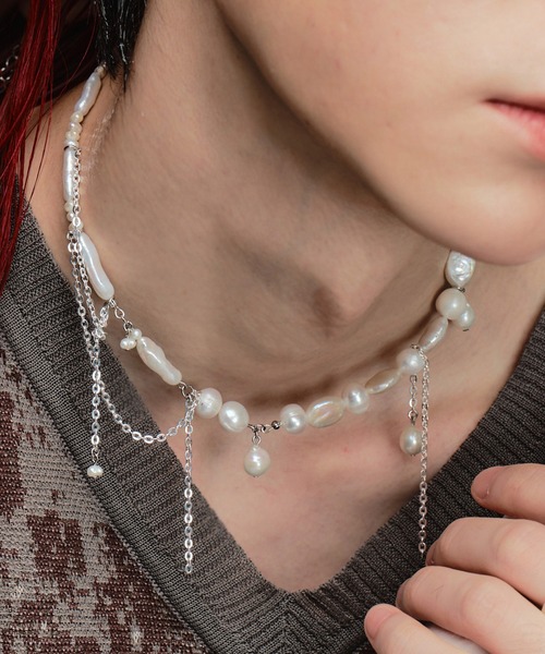 whoseA(フーシー)の「DrippingPearlNecklace/ドリッピングパール ネックレス(ネックレス・レディース・シルバー・FREE)」の12枚目の写真