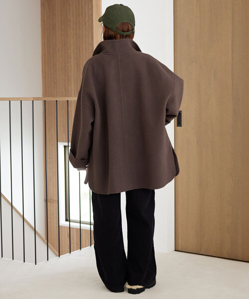 追加》souple woolダブルフェイススタンドコート（その他