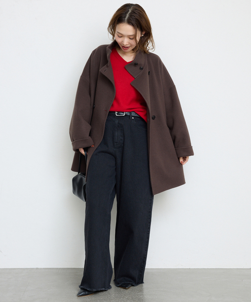 セール】《追加》souple woolダブルフェイススタンドコート