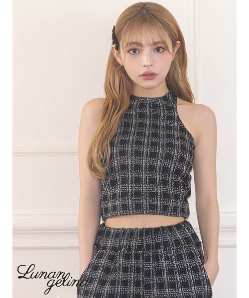 Lunangelina（ルナアンヘリナ）の「tweed tops（タンクトップ・レディース・ブラック・フリー）」の3枚目の写真