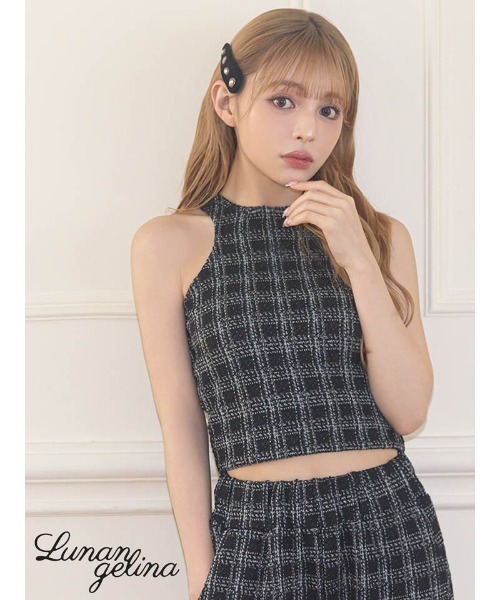 Lunangelina（ルナアンヘリナ）の「tweed tops（タンクトップ・レディース・ブラック・フリー）」の4枚目の写真