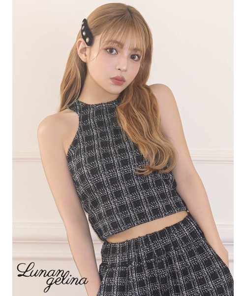 Lunangelina（ルナアンヘリナ）の「tweed tops（タンクトップ・レディース・ブラック・フリー）」の6枚目の写真