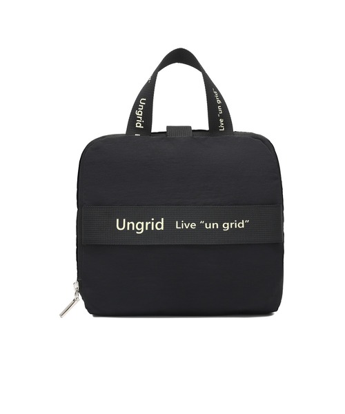 Ungrid(アングリッド)の「【Ungrid/アングリッド】撥水軽量ソフトナイロン ロゴテープ折り畳みラージボストンバッグ(スーツケース/キャリーバッグ・レディース・ブラック・FREE)」の2枚目の写真